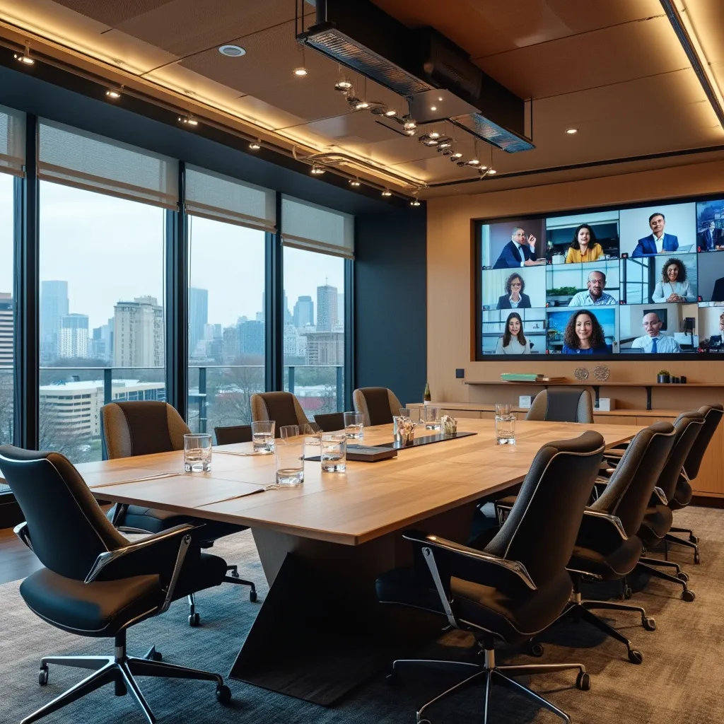 Salle de réunion équipée pour visioconférences